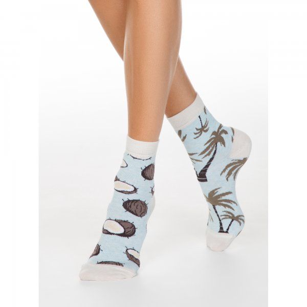 Носки женские Conte Хлопковые носки HAPPY с рисунками Кокосы и пальмы 18С-227СП 165