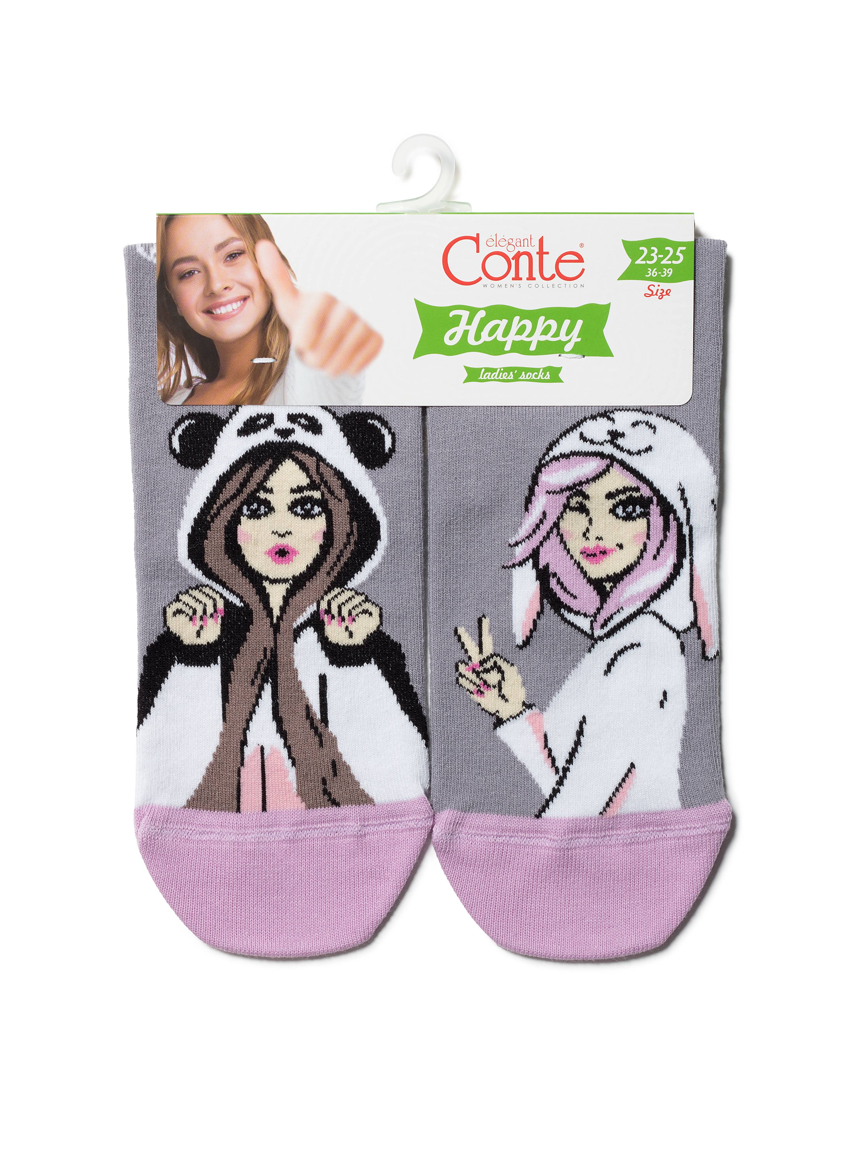Женские хлопковые носки Conte HAPPY с пушистым рисунком Лучшие подружки