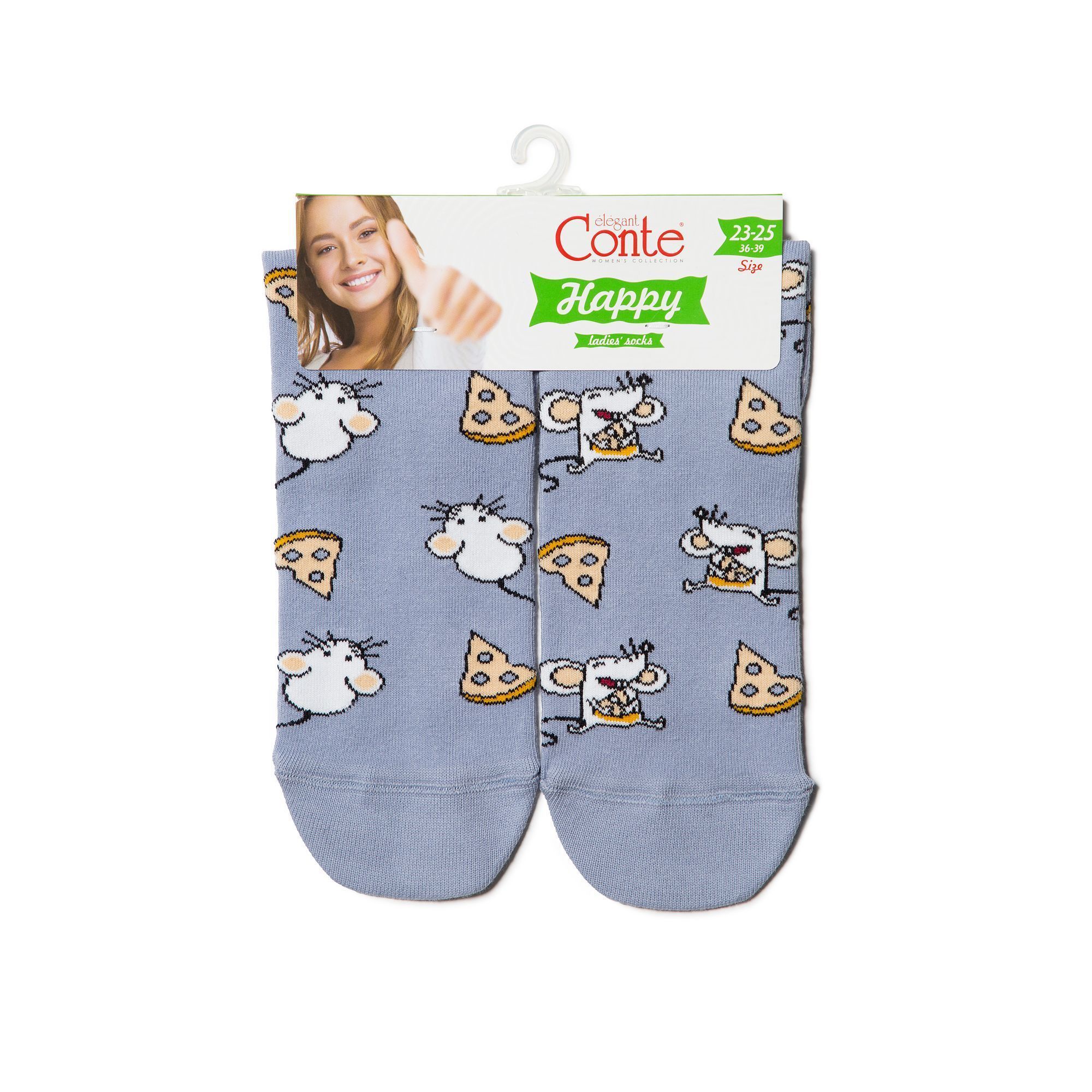 Носки женские Conte Хлопковые носки HAPPY c рисунками Мышка и сыр 18С-227СП 150