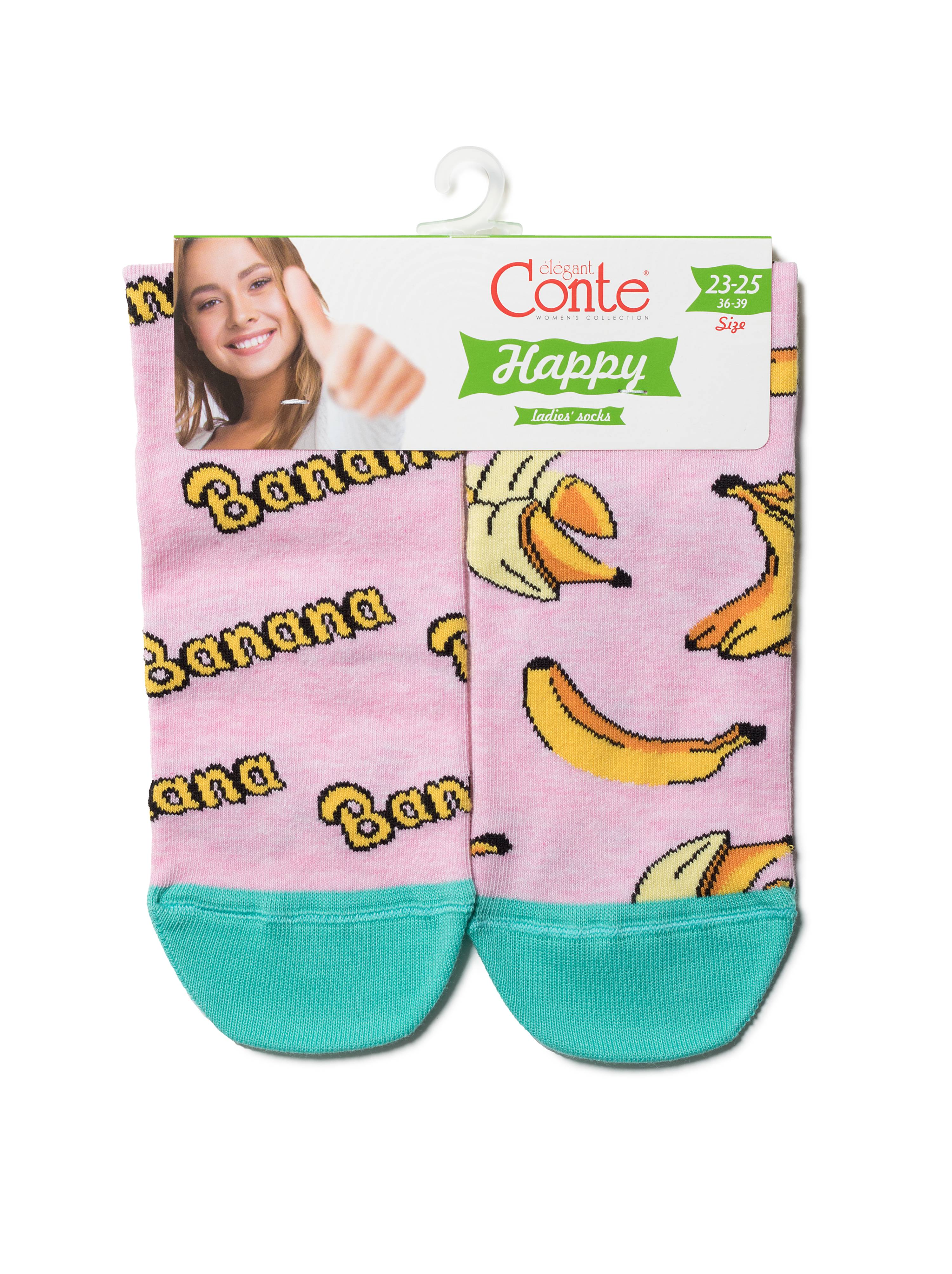 Женские хлопковые носки Conte HAPPY с пушистым рисунком Бананы